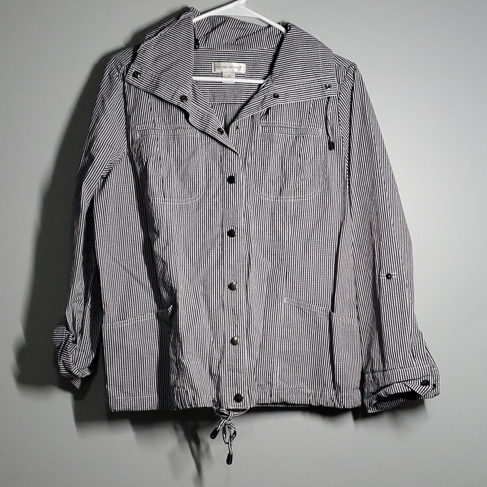Christopher & Banks Jacket Women's Size Medium button front cinched waist cotton